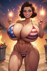 1female 1girls 2k_games 4th_of_july ai_generated american_flag_bikini bikini bioshock bioshock_infinite brown_hair brown_hair_female brunette_hair bythebrokenone elizabeth_comstock female fire_works fireworks light_skin light_skin_female long_hair long_hair_female pale_skin pale_skin_female short_hair short_hair_female sole_female swimsuit swimwear