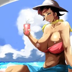 alternate_breast_size black_hair breasts busty capcom dekei female female_focus female_only hourglass_figure makoto_(street_fighter) short_hair street_fighter tagme tan tan_body tan_skin tomboy wide_hips