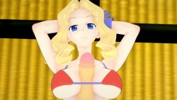 3d bikini_top breasts carmenrider disgaea disgaea_1 gloves jennifer_(disgaea) koikatsu large_breasts large_penis nippon_ichi_software paizuri paizuri_under_clothes penis tagme video