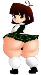 ai_generated ass ass_focus back_view big_ass big_butt bubble_ass bubble_butt butt_crack closed_eyes dancing dat_ass edit edited fat_ass huge_ass huge_butt looking_at_viewer miniskirt panties short_hair shortstack sliph77 smile tagme uniform uri_(sliph77) video