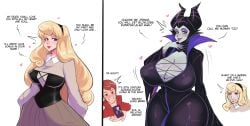 1boy 2girls angry ass aurora_(sleeping_beauty) big_ass big_breasts blonde_hair blushing breasts child_bearing_hips crying dialogue disney disney_princess disney_villains green_eyes grey_body hearts_around_body huge_breasts licking_lips light-skinned_female lipstick maleficent mature_female meme milf mommy pinkkoffin prince_phillip princess proposal purple_eyes royalty sleeping_beauty_(1959_film) slim_waist soyjak tagme thick_thighs tight_clothing villainess wedding_ring wide_hips