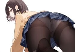 1girls ai_generated all_fours ass brown_eyes brown_hair clothed clothing female female_focus female_only high_resolution highres looking_at_viewer on_all_fours panties panties_under_pantyhose pantyhose pov project_sekai pussy school schoolgirl shinonome_ena skirt solo solo_female solo_focus thighs underwear uniform