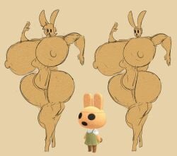 1female 1girls animal_crossing artist_name barefoot big_breasts bowling_ball_face coco_(animal_crossing) completely_nude completely_nude_female female female_only full_body hourglass_figure naked naked_female nintendo nude nude_female sole_female solo solo_female tasteofchoklit