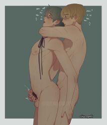 asian ass blonde_hair blue_eyes blue_hair blush blush_lines breasts choke_hold cock crying crying_with_eyes_open cum cum_in_ass domination femboy homosexual hueningkai pale soobin sookai txt yaoi