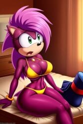 ai_generated ass ass_focus magenta_fur oiled oiled_skin sonia_the_hedgehog sonic_(series) sonic_the_hedgehog_(series) sonic_underground