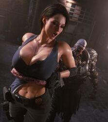 1boy 1girls 3d ass big_ass big_breasts breasts bust busty capcom chest curvaceous curvy curvy_figure female female_focus hips hourglass_figure huge_ass huge_breasts human jill_valentine jill_valentine_(sasha_zotova) large_ass large_breasts legs light-skinned_female light_skin male male/female mature mature_female nemesis_(resident_evil) resident_evil resident_evil_3 slim_waist thick thick_hips thick_legs thick_thighs thighs top_heavy vexonair voluptuous voluptuous_female waist wide_hips