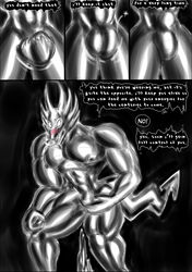 anthro chastity comic demon dragmon dragon furry male male_chastity male_only muscles nipples pecs pectorals shendu suit transformation