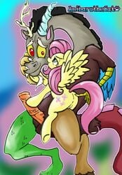 anibaruthecat anthro antler anus balls cutie_mark discord_(mlp) draconequus equine female feral fluttershy_(mlp) friendship_is_magic fur furry green_eyes hair horn horse long_hair male my_little_pony pegasus penis pink_hair pony pussy smile wings yellow_fur