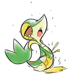 anthro feral furry keijimatsu nintendo peeing pokemon pokemon_(species) reptile scalie snake snivy tears underwear urine video_games