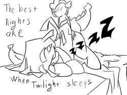 2013 copymirror dragon equine female friendship_is_magic horse inks my_little_pony pony sleeping smooth_skin spike_(mlp) twilight_sparkle_(mlp) unfinished