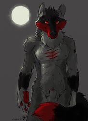 amara_telgemeier anthro balls canine gairne_(character) male male_only penis red_eyes solo wolf