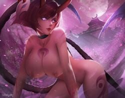 all_fours blood_moon_evelynn blood_moon_series evelynn female horns huge_breasts league_of_legends presenting windwalker