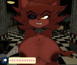 angry_face fnaf foxy_(cally3d) foxy_(fnaf) huge_breasts large_breasts pierced_nipples vrcgooner06 vrchat