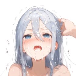 1girls ai_generated blue_eyes blush blush bukkake completely_naked completely_naked_female completely_nude completely_nude_female cum cum_drip cum_in_mouth cum_on_face cum_on_hair cumshot female female_focus female_only high_resolution highres looking_at_viewer naked pov project_sekai silver_hair solo solo_female solo_focus yoisaki_kanade