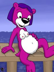 barefoot black_nose breasts female fur hair jelly_otter mustelid nipples otter overweight pb&j_otter purple_fur purple_hair pussy solo whore_o._matic