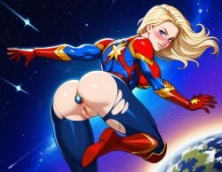 1girls ai_generated ass avengers buttplug cameltoe captain_marvel color comics female girl girly marvel pussy ripped_clothing ripped_clothing ripped_pants