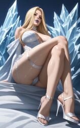 ai_generated blonde_female blonde_hair blue_eyes eepol emma_frost female female_only hellfire_club large_breasts marvel marvel_comics panties white_queen x-men