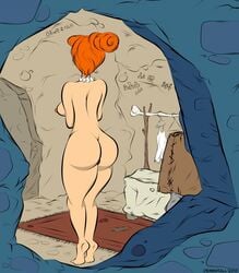 1girls 2013 ass back_to_camera dat_ass dementall female female_only hanna-barbera nipples orange_hair solo the_flintstones toon voyeur_pov voyeurism wife wilma_flintstone