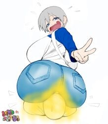 ass_bigger_than_head big_ass big_breasts breasts_bigger_than_head edited fart fart_cloud fart_fetish farting farting_in_face farting_on_face jeans laughing lewdcactus smile sweatdrop uzaki-chan_wa_asobitai! uzaki_hana v_sign white_hair