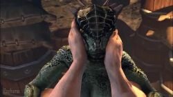 1boy 1girls 3d 3d_animation animated anthro anthro_on_human argonian argonian_female artist_name deeja female female_focus hand_on_face interspecies intimate kissing kissing_pov longer_than_30_seconds male/female male_pov mp4 no_penetration no_sex no_sound pov pov_kiss pov_male rayhuma reptile reptile_humanoid scalie skyrim tagme video