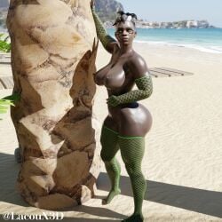 3d african african_female dark-skinned_female female gilf lacoux3d overwatch overwatch_2 sojourn_(overwatch) white_hair