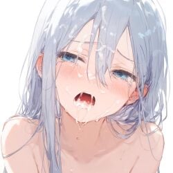 1girls ai_generated blue_eyes blush blush bukkake completely_naked completely_naked_female completely_nude completely_nude_female cum cum_drip cum_in_mouth cum_on_face cum_on_hair cumshot female female_focus female_only high_resolution highres looking_at_viewer naked pov project_sekai silver_hair solo solo_female solo_focus yoisaki_kanade