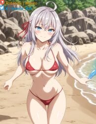 1girls ai_generated alisa_mikhailovna_kujou beach bikini female_only hento solo solo_female tagme tokidoki_bosotto_russian_de_dereru_tonari_no_alya-san