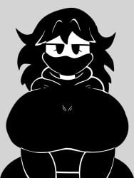 2d 2d_(artwork) 2d_animation 2d_artwork animated beat_banger big_ass big_breasts big_thighs black_and_white black_clothing black_eyes black_hair black_skirt curvy_body curvy_female female female_only grey_background huge_breasts mask masked_female oc thick toriel_beat_banger white_skin