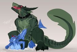 absurd_res accessory ak_(akefesauce) akefesauce ambiguous_penetration anthro anthro_on_anthro anthro_penetrated anthro_penetrating anthro_penetrating_anthro aria_(neracoda) big_breasts blue_body bodily_fluids breasts collar cum cum_pool doggy_style dragon drooling duo excessive_cum excessive_genital_fluids female fin fish from_behind_position genital_fluids green_body green_scales hair_accessory hairband hi_res horn huge_breasts male male/female marine muscular muscular_anthro muscular_male mythological_creature mythological_scalie mythology non-mammal_breasts nude penetration red_eyes red_teeth saliva scales scalie sex shark sharp_teeth tail tail_fin teeth