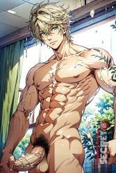 1boy 1male abs ai_generated balls big_penis blonde_hair blonde_hair boner cum cum_on_body cum_on_penis cum_on_self cum_on_upper_body erection gay glans_grab haru_kaido male male_only muscle muscles muscular muscular_male nipples pecs pectorals penis penis_grab pubic_hair solo super_lovers tagme testicles yaoi