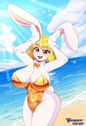 1girls absurd_res anime_eyes anime_style anthro big_breasts blonde_hair bowtie breasts bunny_ears bunny_girl bunny_tail bunnysuit byghosteduard carrot_(one_piece) chest_tuft clothing collar cute_expression female female female_only furry furry_ears furry_female furry_only gloves hair handwear happy hi_res lagomorph leporid looking_at_viewer mammal minkmen_(one_piece) one_piece orange_eyes rabbit short_hair sky smile smiling_at_viewer solo solo_female tail thighs white_body