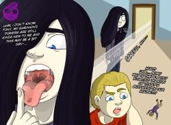 accident black_hair blue_eyes dash_parr emo giantess invisible_woman licking long_hair nikonoir open_mouth pale_skin pixar shrinking superpowers the_incredibles the_incredibles_2 thin_female tongue tongue_out uvula violet_parr vore