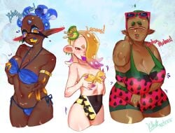 +_+ 3girls ^o^ asian_female bantu_knots bathing_suit beach big_breasts big_man_(splatoon) big_woman_(splatoon) bikini bikini_top blue_bikini blue_hair blueberry blush boob_squish bow breasts buzz_cut cheeky chocolate_and_vanilla chubby chubby_female cleavage cleavage_overflow colored_eyelashes dark-skinned_female dark-skinned_male embarrassed fat_female female female_only fruit fruit_theme frye_(splatoon) frye_(summer_nights) frye_onaga genderswap_(mtf) gijinka gold_(metal) gold_jewelry golden_eyes grabbing_breasts grabbing_own_breast hair_over_one_eye hand_out headgear humanization humanized killartxxx large_breasts lemon lifting_breasts light-skinned_female long_ears looking_at_viewer medium_breasts nintendo one-piece_swimsuit piercings plus_size pointy_ears purple_tongue reaching_towards_viewer red_eyes round_ears rubbing_neck rule_63 shiny_skin shiver_(splatoon) shiver_(summer_nights) shiver_hohojiro skinny_girl slanted_eyes small_breasts splatoon squeezing_breast stretch_marks string_bikini sunglasses swimsuit swimwear tentacle_hair themed_clothes thick_thighs three_sizes tongue tongue_out triangular_eyebrows visible_ribs watermelon watermelon_bathing_suit watermelon_bikini yellow_hair yellow_tongue