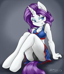 ambris anthro bloomers cheerleader equine female female_only friendship_is_magic fur horn mammal my_little_pony pony rarity_(mlp) solo straight_hair tail unicorn upskirt