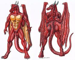 anthro balls dragon flaccid furry male male_only malen nude omegaltd penis pose red_dragon solo