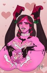 after_sex cum cum_in_mouth cum_in_pussy cum_inside cum_on_body cum_on_breasts evelynn league_of_legends presenting_pussy sugar_rush_evelynn tongue_out xinaelle