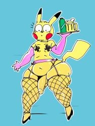 2024 anthro armwear balls belly beverage clothed clothing container cup digital_media_(artwork) elbow_gloves femboy fishnet_clothing fishnet_legwear fishnets footwear generation_1_pokemon genitals gloves handwear hi_res high_heels holding_object humanoid humanoid_genitalia humanoid_penis latex legwear male mammal navel nintendo nipple_tape panties pasties penis pikachu pink_clothing pink_gloves pink_handwear platter pokemon pokemon_(species) rodent shoes simple_background skimpy solo tail tape thigh_highs underwear wardrobe_malfunction wide_eyed wide_hips yellow_body zeramiel