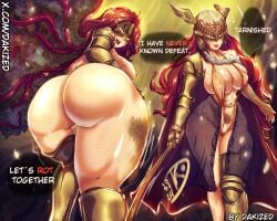 1girls ass ass ass_focus back back_view bare_arms bare_legs bare_shoulders bare_thighs big_ass big_breasts big_butt clothed clothing color dakized elden_ring female female_focus female_only fromsoftware hi_res large_breasts light-skinned_female light_skin long_hair malenia_blade_of_miquella red_hair solo solo_female sword tagme thick_thighs wings