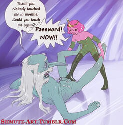 adventure_time angry ball_crushing ballbusting cartoon_network cum female footjob ice_king male princess_bubblegum shmutz-art