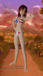 1girls 3d bikini blender kairi kingdom_hearts naughty_foreteller red_hair self_upload square_enix