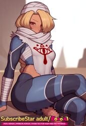 1boy ai_generated ass ass_visible_through_thighs breasts censored cowboy_shot crossed_legs femboy konoai legs long_hair male_only penis penis_out precum presenting_penis sheik sitting solo solo_focus testicles the_legend_of_zelda the_legend_of_zelda:_ocarina_of_time