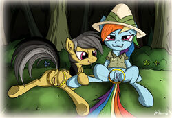 anus blue_fur clothing daring_do_(mlp) duo equine female feral friendship_is_magic fur grey_hair grin hair hi_res multicolored_hair my_little_pony neko-me orange_fur pegasus pith_helmet purple_eyes pussy pussy_juice rainbow_dash_(mlp) rainbow_hair ring shirt spread_legs spreading tail teeth tongue tongue_out wings yuri