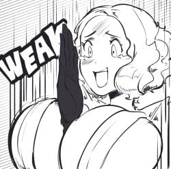1girls 1other big_boobs big_breasts big_cleavage bleach bleach:_the_thousand-year_blood_war boobs cleavage cleavage_cutout cosplay female_only hand_on_breast haru_okumura huge_boobs huge_breasts huge_tits immisterplow inoue_orihime_(cosplay) large_breasts monochrome mrplow34 onomatopoeia persona persona_5 sega sexually_suggestive solo_female surprised surprised_expression sweat sweater text