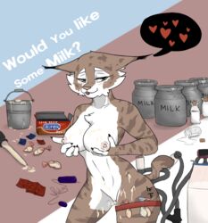 condom domestic_cat felid feline felis female fur furry furry_only josun lynx mammal milk nude zeha