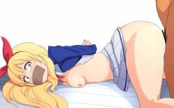 1boy 1girls aikatsu!_(series) animated arms_behind_back ass assisted_exposure bar_censor bed blonde_hair blush bondage bottomless bouncing_ass bouncing_breasts bound bound_arms bow breasts breasts_out censored clothed_female_nude_male cum cum_in_pussy cum_inside cumshot dark-skinned_male doggy_style exposed_ass exposed_breasts exposed_pussy exposed_torso faceless_male female femsub forced forced_exposure gag gagged hair_ornament hairbow hi_res high_resolution highres hoshimiya_ichigo ikusagawa implied_cum_inside large_ass light-skinned_female long_hair looking_back male maledom motion_lines no_bra no_panties no_underwear on_bed partially_clothed penis rape red_bow red_eyes restrained restrained_arms ribbon ripped_clothing scared scared_expression school_uniform schoolgirl sex simple_background skirt skirt_lift small_breasts sweat sweating taken_from_behind tape tape_gag taped_mouth tearing_up tears torn_clothes torn_shirt vaginal_penetration worried worried_expression
