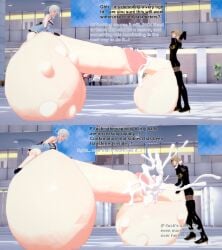 1girls 2futas 3d balls cock_vore commission cum cum_in_penis docking ejaculation english_text female futa_on_futa futanari huge_balls huge_cock hyper hyper_balls hyper_penis intersex kaine_(nier) koikatsu nier nier:_automata nier_(series) nier_replicant operator_6o penis text urethral_insertion urethral_penetration vore white_hair xavierhuge yorha_2b