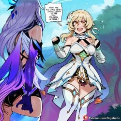 1futa 1girls ai_assisted ai_generated anime anime_style balls big_ass big_breasts blonde_hair breasts caption clitoris cock comic comic_page curvaceous curvaceous_body curvaceous_female curvaceous_figure dialogue dickgirl female female_focus fit_female futa_on_female futa_only futa_sans_pussy futa_with_female futanari futanari_only genshin_impact girl girly hentai high_resolution highres horny hourglass_figure huge_ass huge_balls huge_boobs huge_breasts huge_butt huge_cock huge_testicles huge_thighs lumine_(genshin_impact) manga manga_page medium_ass medium_breasts medium_penis muscular patreon penis purple_hair pussy self_upload sexy shiny sigabelle skirk_(genshin_impact) speech_bubble stable_diffusion story text text_bubble uncensored vagina voluptuous voluptuous_female waifu waifu_diffusion worship