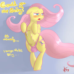 2013 balls blush cradeelcin cum cutie_mark dialog dickgirl duo english_text equine feral fluttershy_(mlp) friendship_is_magic fur green_eyes hair half-closed_eyes horse horsecock intersex long_hair my_little_pony panties pegasus penis pink_hair pony text underwear wings yellow_fur