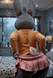 ai_assisted ai_generated animated anthro ass big_butt bonnie_hopps bottomwear bubble_butt clothes_lift clothing curvaceous curvy_figure disney female furry huge_butt lifted_by_self mammal mature_female overweight pleated_skirt rabbit shaking_butt shirt skirt slightly_chubby solo sweater tagme tail teasing thong topwear underwear video vlrgromns voluptuous zootopia