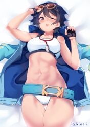 1girls 2d 2d_(artwork) 2d_artwork abs ak4ci alternate_version_at_source alternate_version_available average_breasts bare_armpits bare_arms bare_belly bare_hands bare_hips bare_legs bare_midriff bare_navel bare_shoulders bare_skin bare_thighs belly belly_button black-haired_female black_fingerless_gloves black_gloves black_hair bra breasts brown-eyed_female brown_eyes celliera collarbone curvaceous curvaceous_body curvaceous_female curvaceous_figure curvaceous_hips curvaceous_thighs curvy curvy_body curvy_female curvy_figure curvy_hips curvy_thighs digital digital_art digital_drawing digital_drawing_(artwork) digital_media digital_media_(artwork) dragalia_lost elbows exposed_armpits exposed_arms exposed_belly exposed_hips exposed_legs exposed_midriff exposed_navel exposed_shoulders exposed_skin exposed_thighs eye_closed female female_focus female_only fingerless_gloves fingers gloves groin hair_between_eyes high_resolution highres hourglass_figure lean_figure long_hair looking_at_viewer lying lying_down lying_on_back lying_on_bed medium_breasts midriff more_at_source muscular muscular_female narrow_waist navel on_back on_bed one-eye_closed one_eye_closed one_eye_open open_mouth panties parted_lips short_hair shoulders simple_background slender_body slender_waist slim_waist solo sports_bra sports_panties sports_underwear standing stomach sunglasses sunglasses_on_forehead sunglasses_on_head thick_thighs thigh_gap thighs tongue underwear upper_body upper_teeth whistle white_background white_bra white_panties white_underwear wide_hips